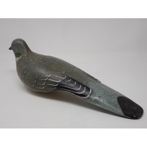 96 - A carved and painted Woodpigeon Decoy 14in L