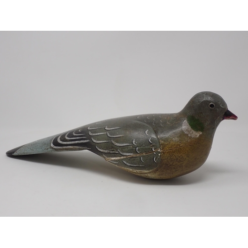 96 - A carved and painted Woodpigeon Decoy 14in L