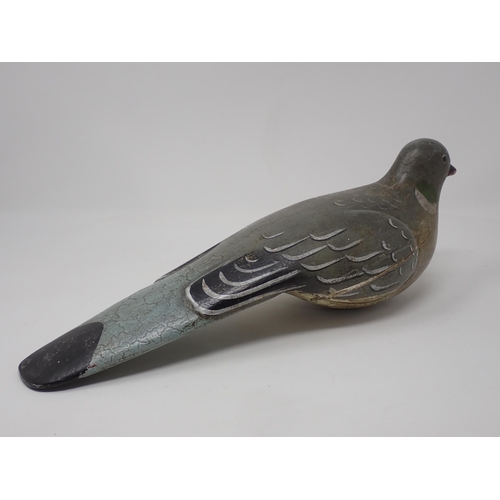 96 - A carved and painted Woodpigeon Decoy 14in L