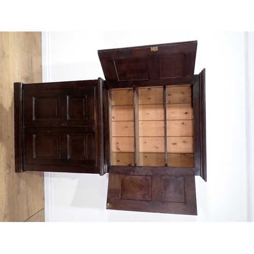 710 - An antique oak Shallow Cupboard fitted four doors 5ft 11in H x 3ft 1in W