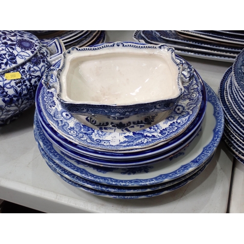 540 - A quantity of Burslem blue and white Dinnerware including four Platters, Tureens and Plates and vari... 