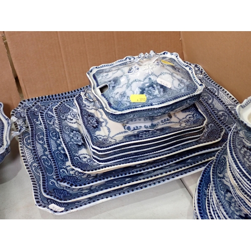 540 - A quantity of Burslem blue and white Dinnerware including four Platters, Tureens and Plates and vari... 