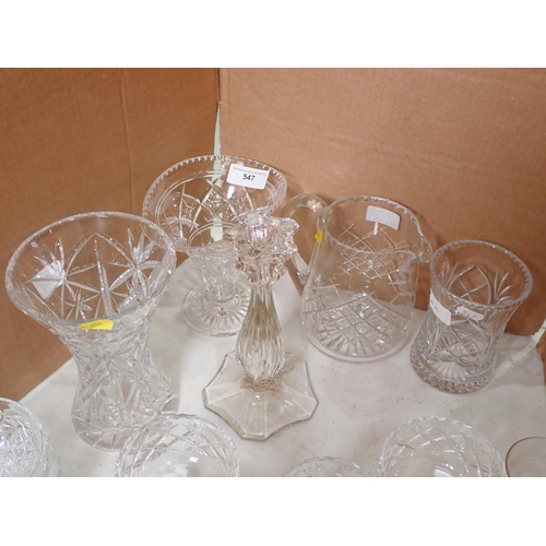 547 - A collection of crystal including Vases, Condiment Set, assorted Glasses, etc.