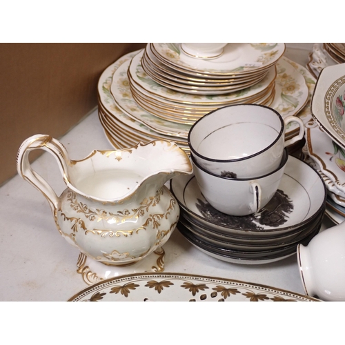 554 - A 19th Century creamware Drainer, Duchess 'Greensleeves' Tea Service, Old Hall type Cups and Saucers... 