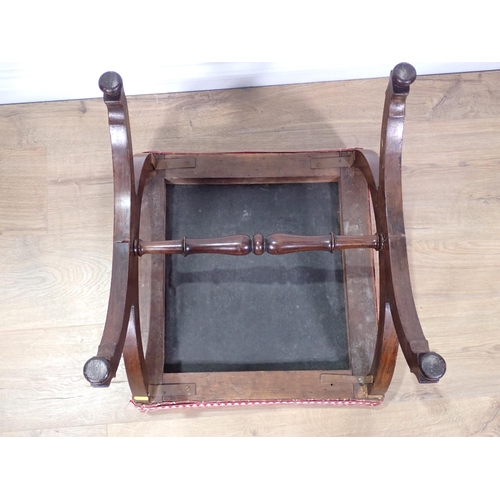 571 - A Victorian rosewood X-frame Stool 1ft 8in W x 1ft 4in H