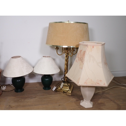 605 - Six Table Lamps including brass, ceramic and onyx (passed PAT)