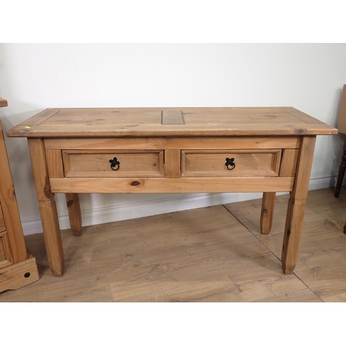 608 - A modern pine Cupboard fitted four drawers, a Side Table and a Pot Cupboard