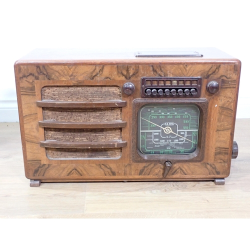 7 - A vintage walnut cased 'Ultra' Radio and another walnut cased Radio, (1 failed PAT, faulty flex)