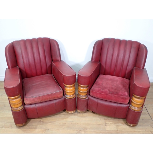 70 - A pair of Art Deco style rexine upholstered Armchairs 2ft 10in W x 2ft 8in H