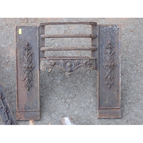 757 - Two Victorian cast iron Fire Fronts and a set of Scales