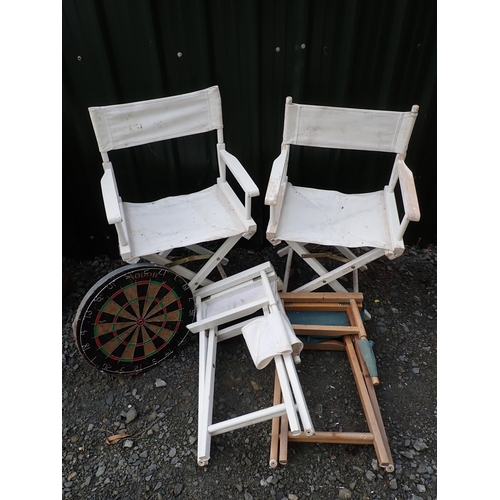 765 - A pair of Director's Chairs, two folding Stools and a Darts Board