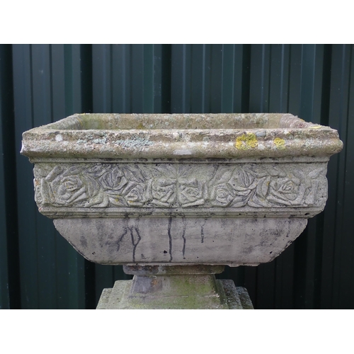 766 - A concrete square Planter on pedestal base