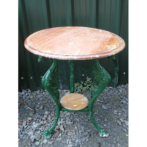 767 - A green painted cast iron circular Pub Table