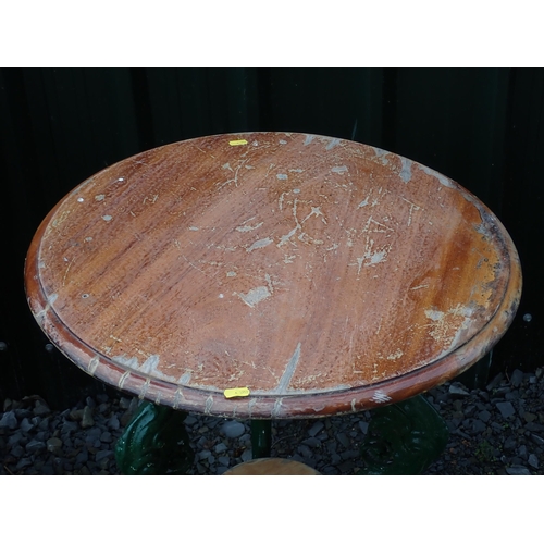 767 - A green painted cast iron circular Pub Table