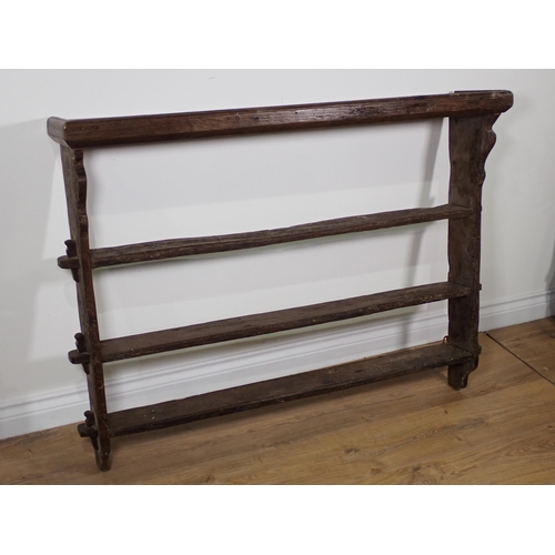 80 - An antique pegged oak Delft Rack 3ft 8in W x 2ft 9in H