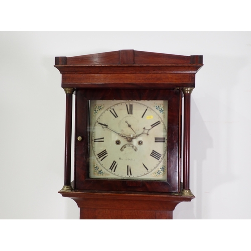 1 - A 19th Century oak and mahogany Longcase Clock with square painted face with subsidiary dial made in... 