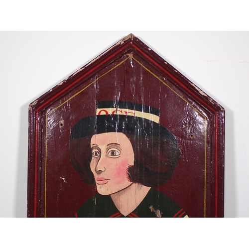 10 - A Folk Art type painted Panel depicting a Victorian Sailor 'Ben Dyer 1862' 6ft H x 1ft 8in W