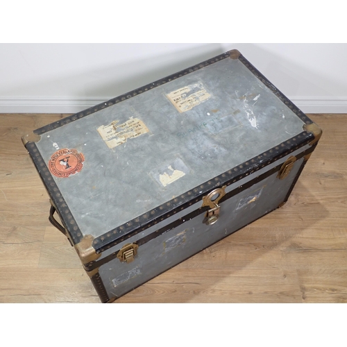 13 - A vintage Luggage Trunk with New Zealand shipping line stickers 3ft W x 1ft 9in H