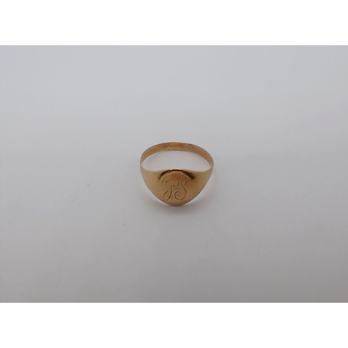 162 - An 18ct gold Signet Ring, approx 3gms and a 9ct gold Signet Ring approx 3.70gms