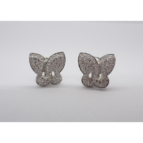 169 - A Diamond Butterfly Brooch pavé-set brilliant-cut stones in 18ct white gold together with matching R... 