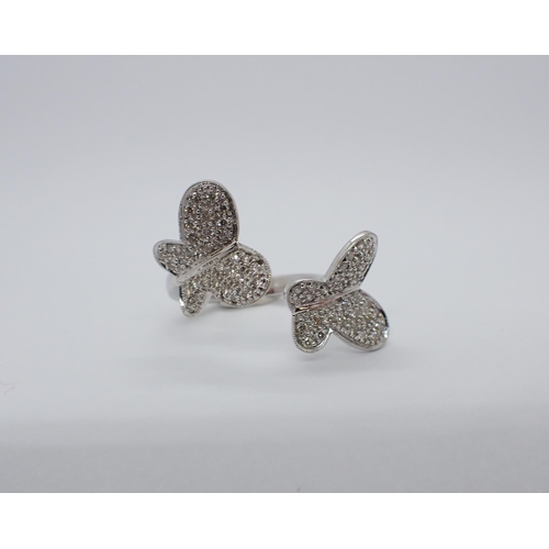 169 - A Diamond Butterfly Brooch pavé-set brilliant-cut stones in 18ct white gold together with matching R... 