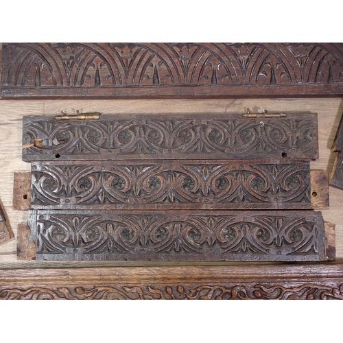 248 - Ten 17th Century carved oak Rails