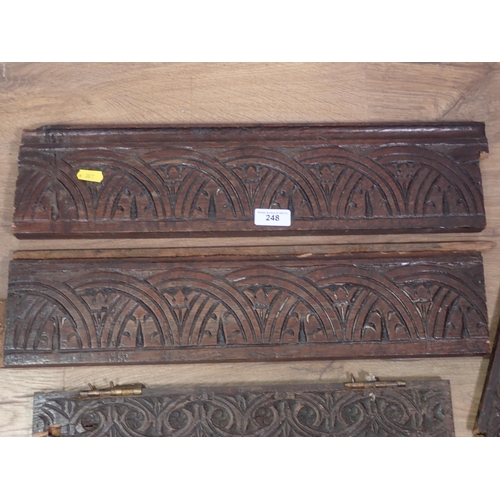 248 - Ten 17th Century carved oak Rails