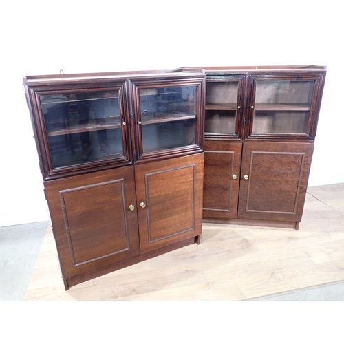 254 - A Pair of modern mahogany Bookcases fitted pair of glazed doors above two cupboard doors 4ft H x 3ft... 