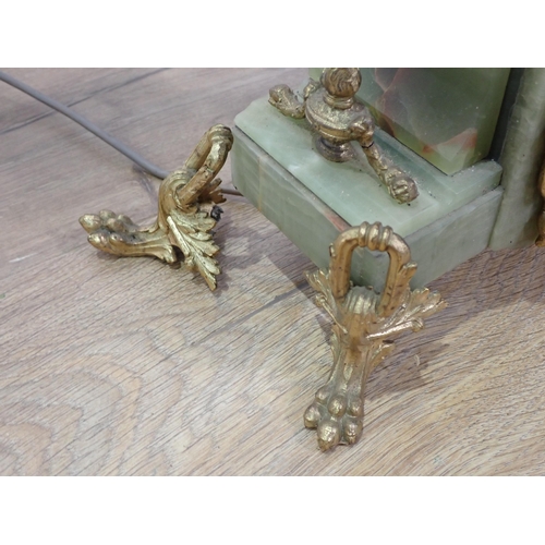 259 - A pair of onyx and gilt brass Table Lamps in the Rococo manner on paw feet A/F 19in H (failed PAT)