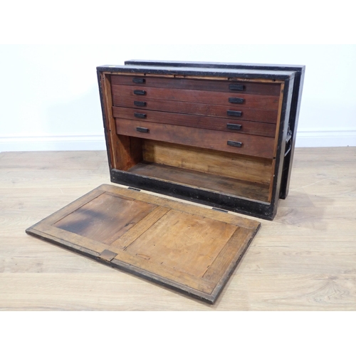 272 - A black painted Carpenter's Chest 2ft 6in W and a pine Carpenter's Chest 2ft 8in W