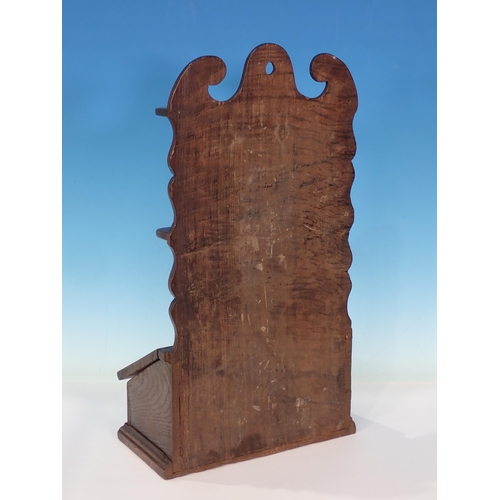 276 - An oak Spoon Rack with hinge lidded compartment in the 18th Century style 1ft 5in H x 9in W