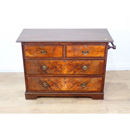 297 - A Victorian walnut Chest of two short and two long drawers with towel rail 3ft 6in W x 2ft 7in H