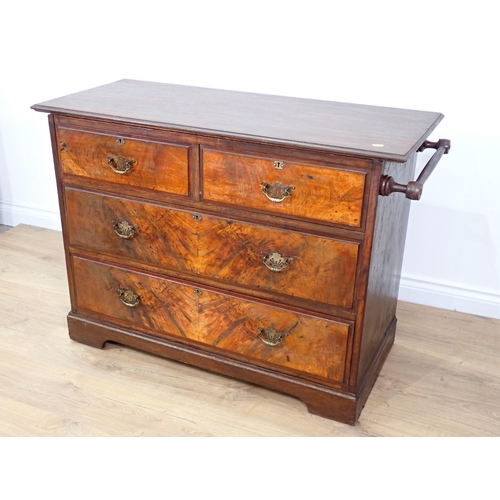 297 - A Victorian walnut Chest of two short and two long drawers with towel rail 3ft 6in W x 2ft 7in H