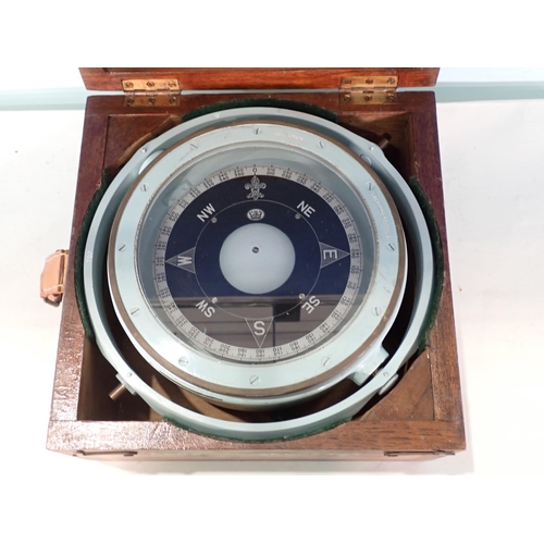 298 - A 20th Century 8in Magnetic Ship's Compass in mahogany case