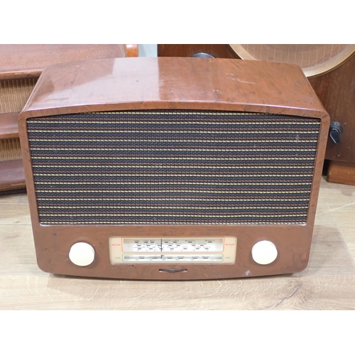 307 - A Murphy mahogany cased Radio and two other vintage Radios in wooden cases (2 failed PAT, faulty fle... 