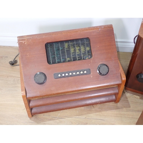 307 - A Murphy mahogany cased Radio and two other vintage Radios in wooden cases (2 failed PAT, faulty fle... 