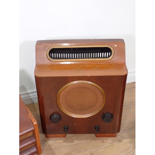 307 - A Murphy mahogany cased Radio and two other vintage Radios in wooden cases (2 failed PAT, faulty fle... 