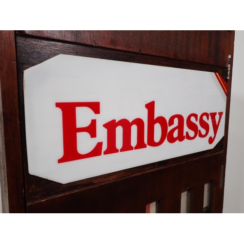 324 - A vintage wooden Embassy Cigarette Dispenser 2ft 9in H x 1ft 6in W