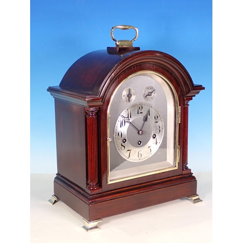 325 - A Georgian style mahogany Bracket Clock with 'Chime-Silent' and 'Slow-Fast' subsidiary dials mounted... 