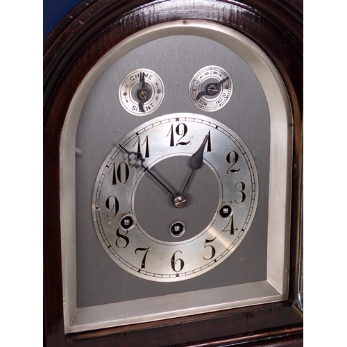 325 - A Georgian style mahogany Bracket Clock with 'Chime-Silent' and 'Slow-Fast' subsidiary dials mounted... 