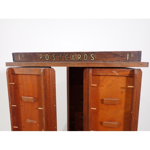 327 - An oak revolving Shop Postcard Display Rack 3ft 2in H x 1ft 10in W