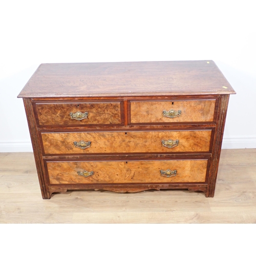 329 - A Victorian walnut Chest of two short and two long drawers 3ft 9in W x 2ft 5in H