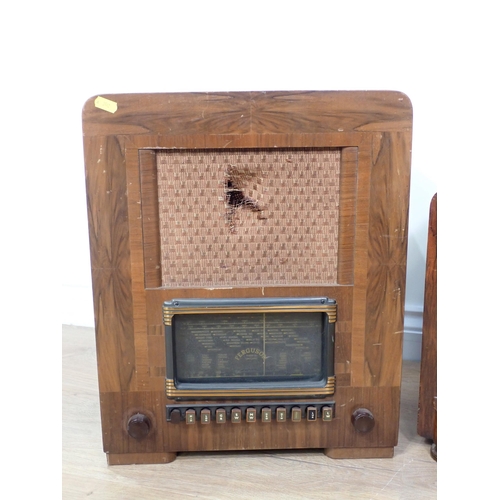 336 - Three vintage walnut and mahogany cased Radios (failed PAT)