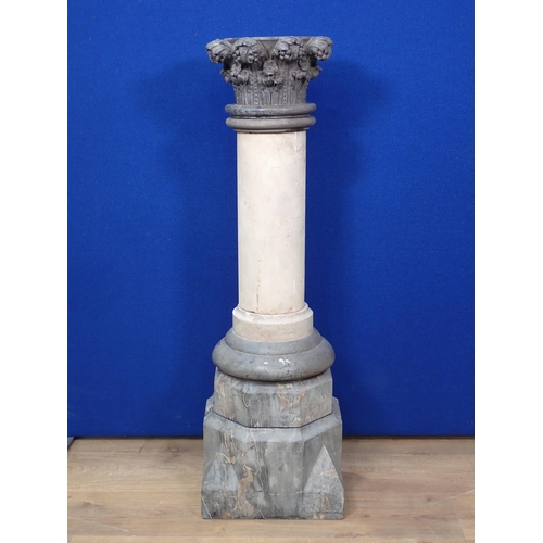 341 - An antique marble Corinthian Column 3ft 5in H