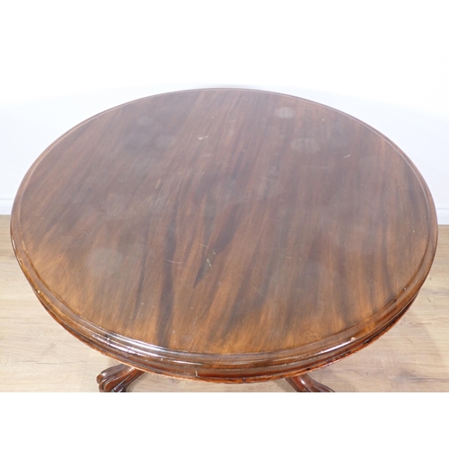 35 - A Victorian mahogany circular Breakfast Table on turned column and tripod base 3ft 4in D x 2ft 4in H