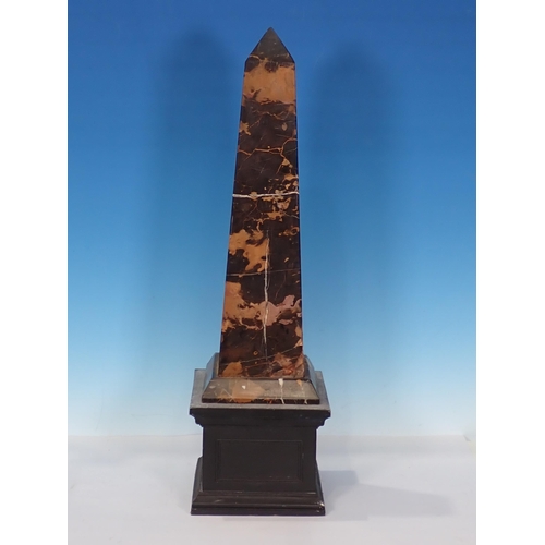 358 - A marble Obelisk on base, 1ft 11in H