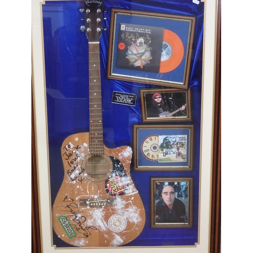 371 - A framed Badly Drawn Boy Presentation Set with Record, CD, Photo and signed Guitar