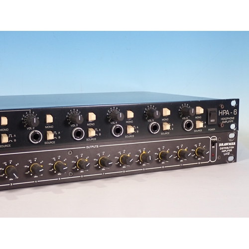 380 - A Drawmer Distribution Amplifier LA12 with MTR HPA-6 Headphone Amp, no manuals (passed PAT)