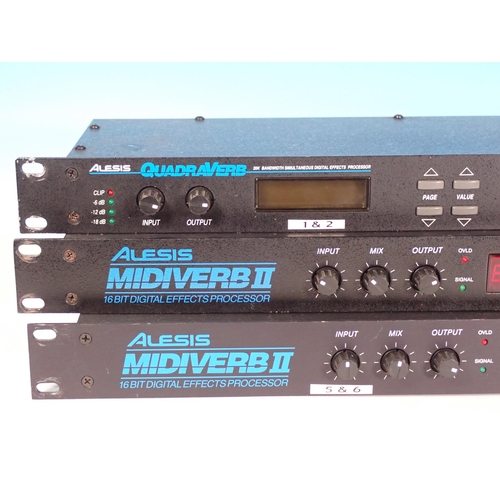 390 - Two Alesis Midiverb 2 16 Digital Effects Processors with power supplies and manuals, and an Alesis Q... 