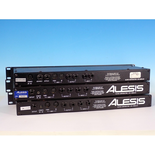 390 - Two Alesis Midiverb 2 16 Digital Effects Processors with power supplies and manuals, and an Alesis Q... 